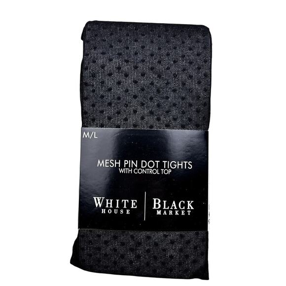 New White House Black Market Mesh Pin Dot Tights Medium/Large Swiss Dot NWT - Picture 1 of 6